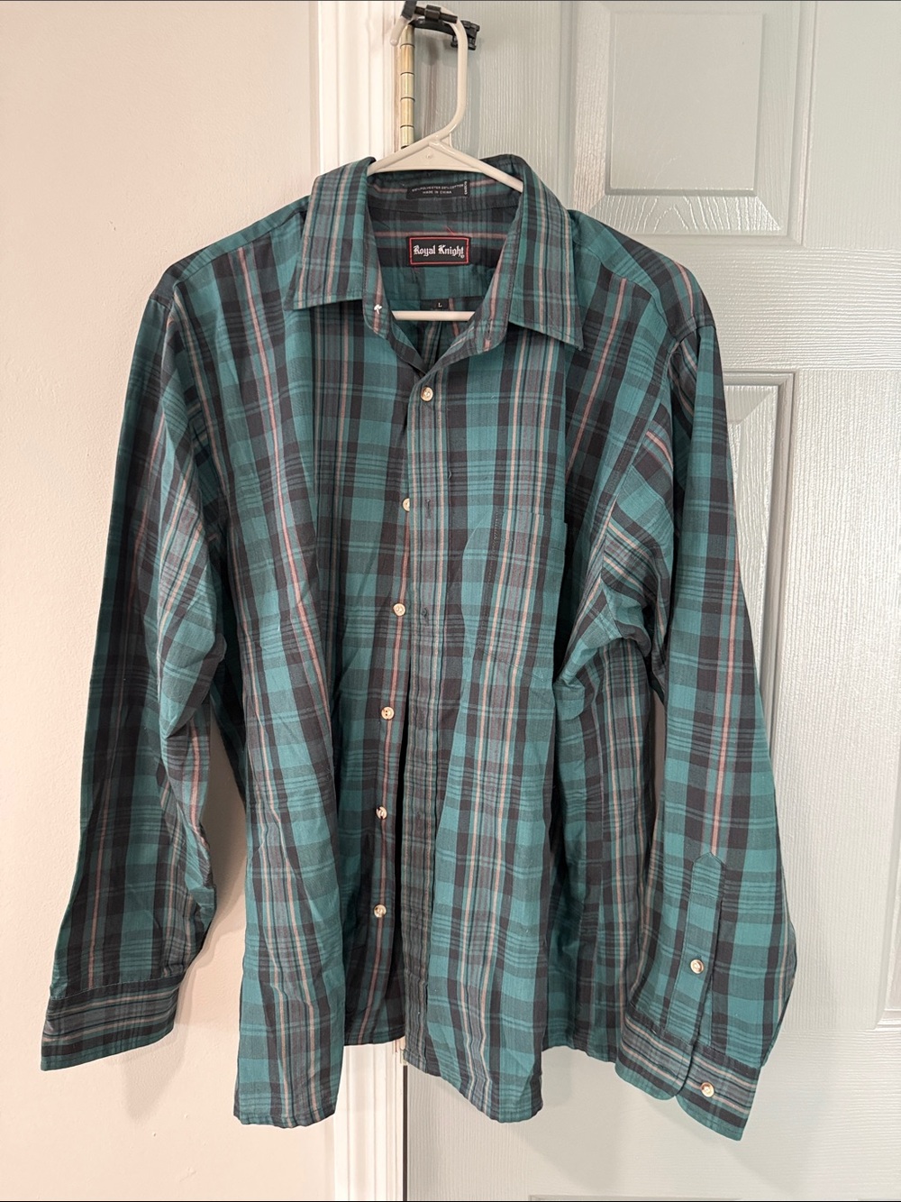 Royal Knight Teal Plaid Long-Sleeve Button-Down Shirt